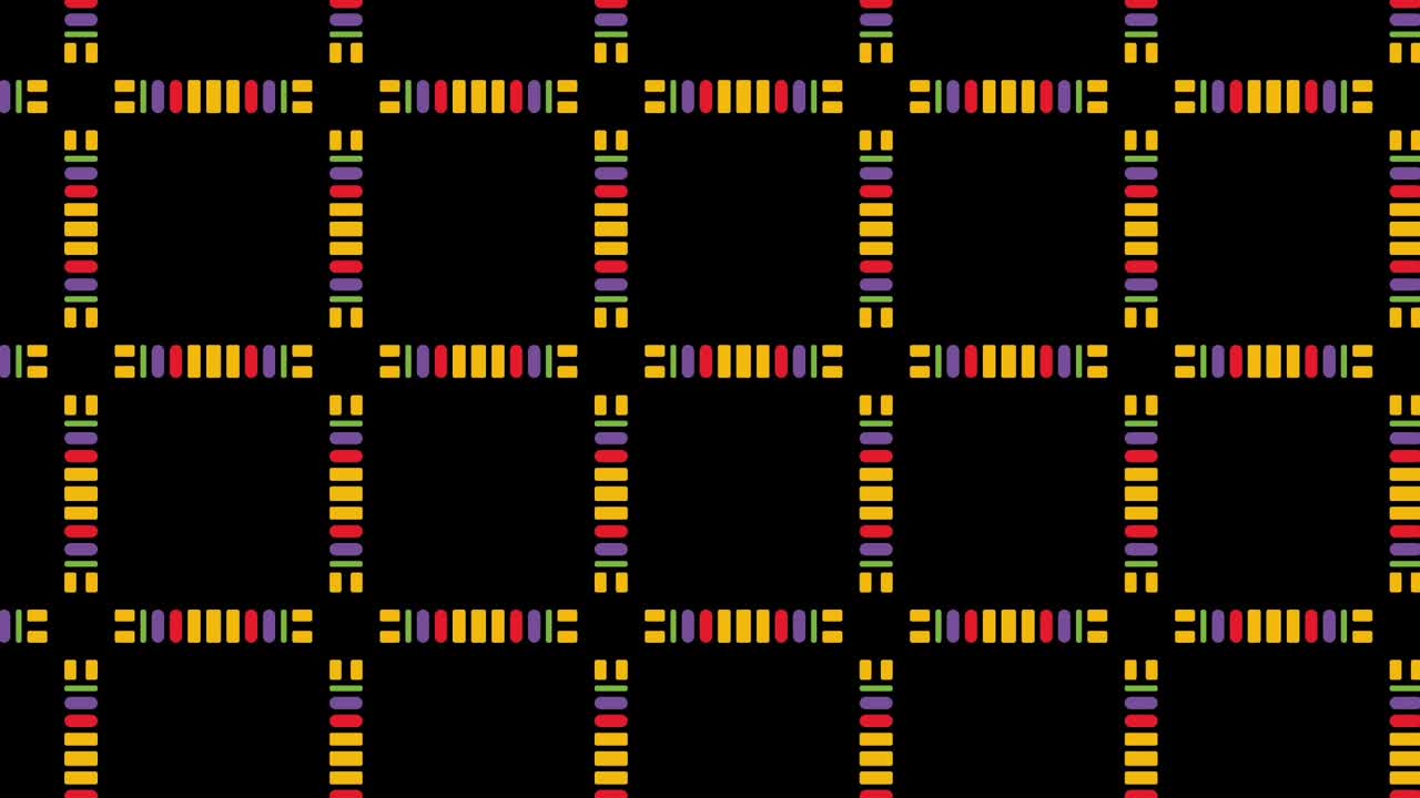 textura de mosaico transparente con una cuadrícula estampada en la animación de fondo negro