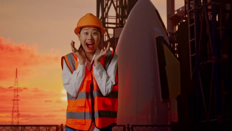 surprised engineer at rocket launch