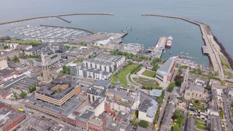 coastal living in dublin an aerial view of dún laoghaire’s harbour and town square