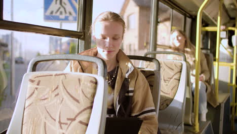 young man in the bus