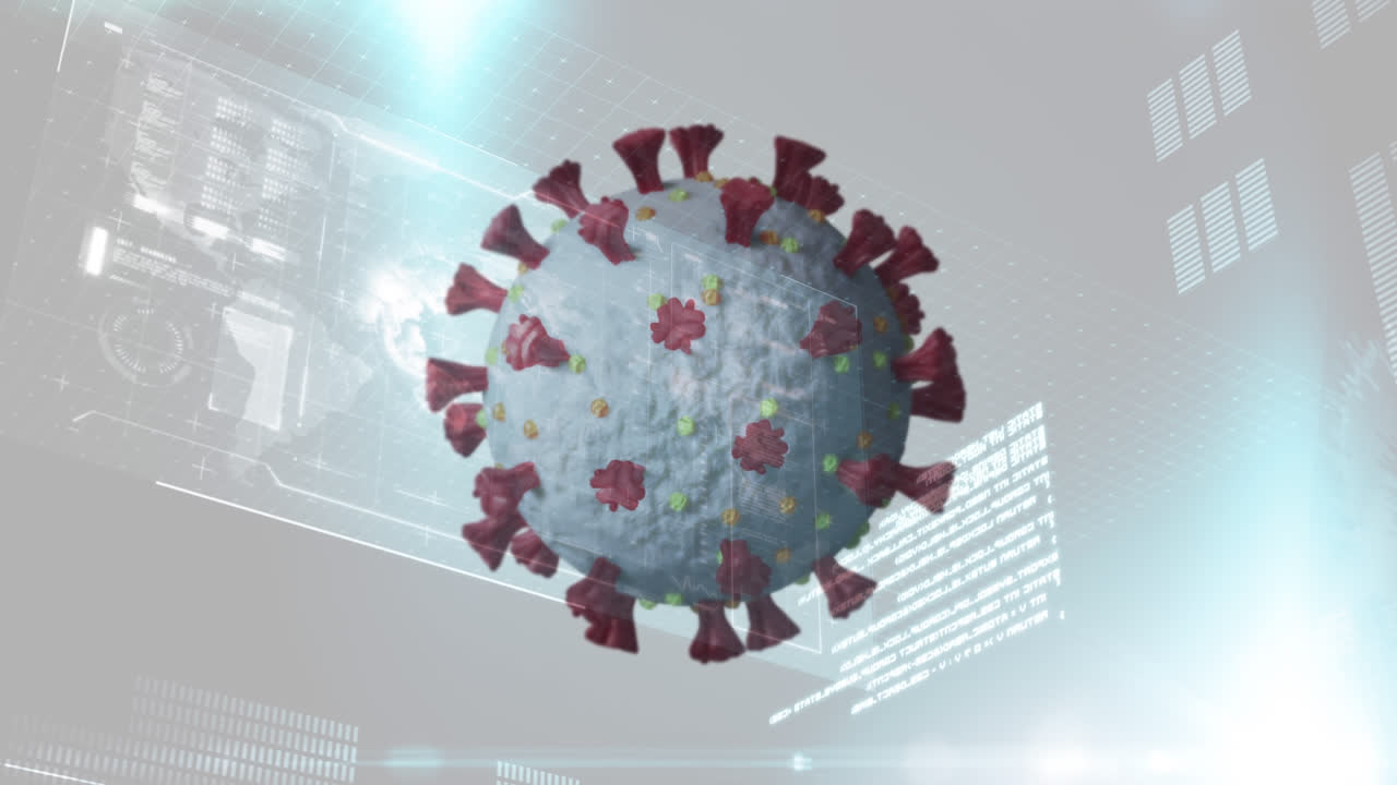 Animazione di una cellula Covid-19 ed elaborazione di statistiche