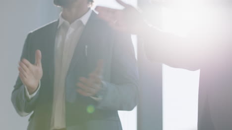 business people clapping hands applause in boardroom meeting successful corporate partnership deal with welcoming opportunity for cooperation in office 4k