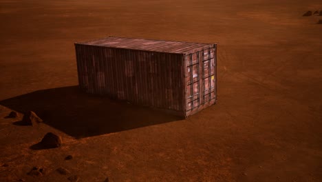 abandoned shipping container in the desert