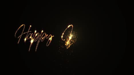 happy new year 2022 sparkling year lettering with fireworks sparks and particles background.