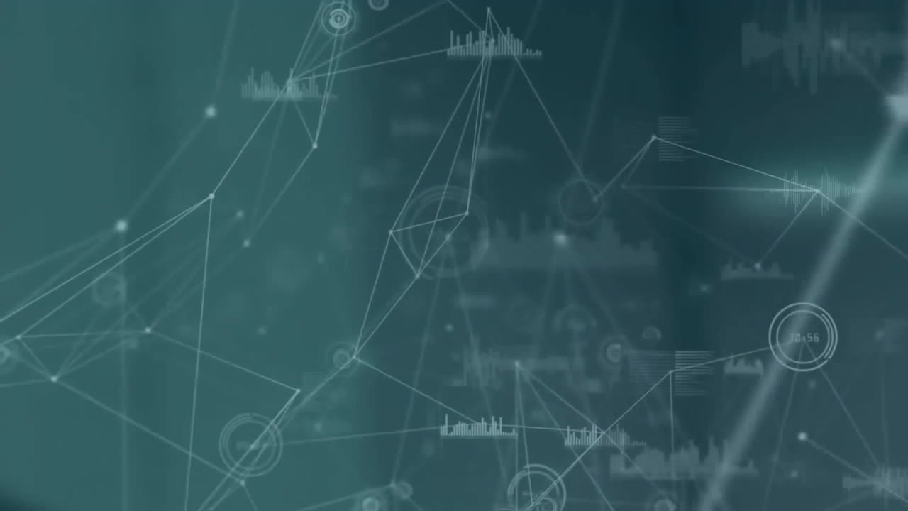 animación de la red de conexiones y procesamiento de datos