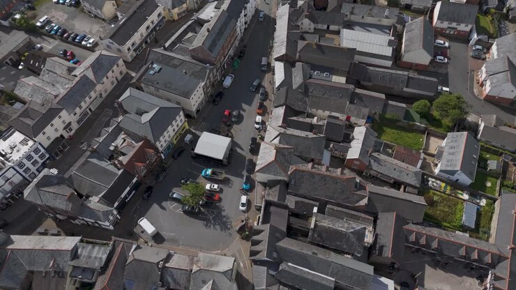 Aerial View of a Small Town in the UK