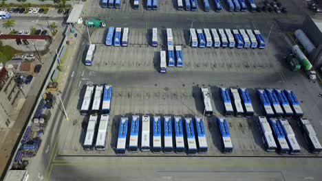 large bus garage in city