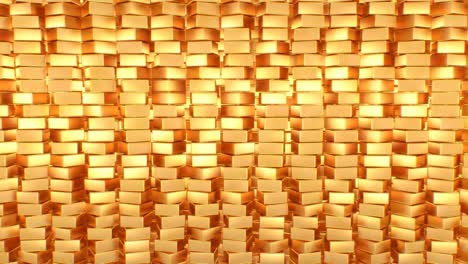 abstract shiny golden cube metallic reflection moving wall rotates - 4k seamless loop motion background animation