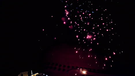 Aerial view beautiful fireworks show in the night sky