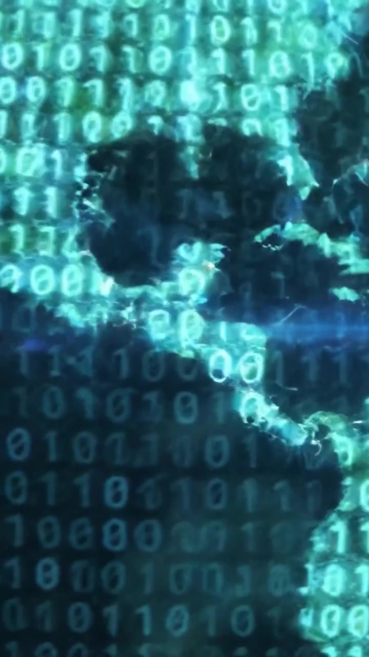 A Stunning Visualization of Earth Highlighted with Digital Binary Code, Symbolizing the Interconnectedness of Technology and Our Global Environment