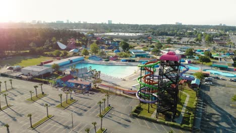 aerial push-in toward myrtle waves waterpark