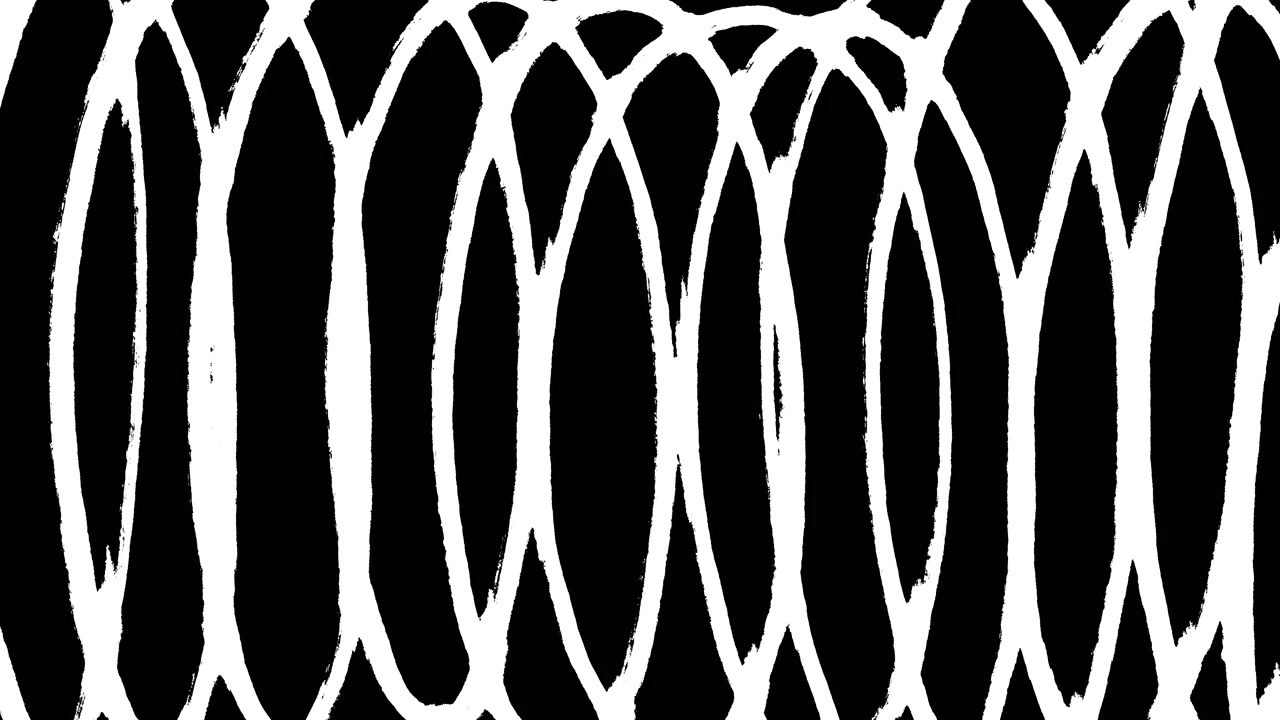 Abstract Hand Drawn White Line Animation on Black Background
