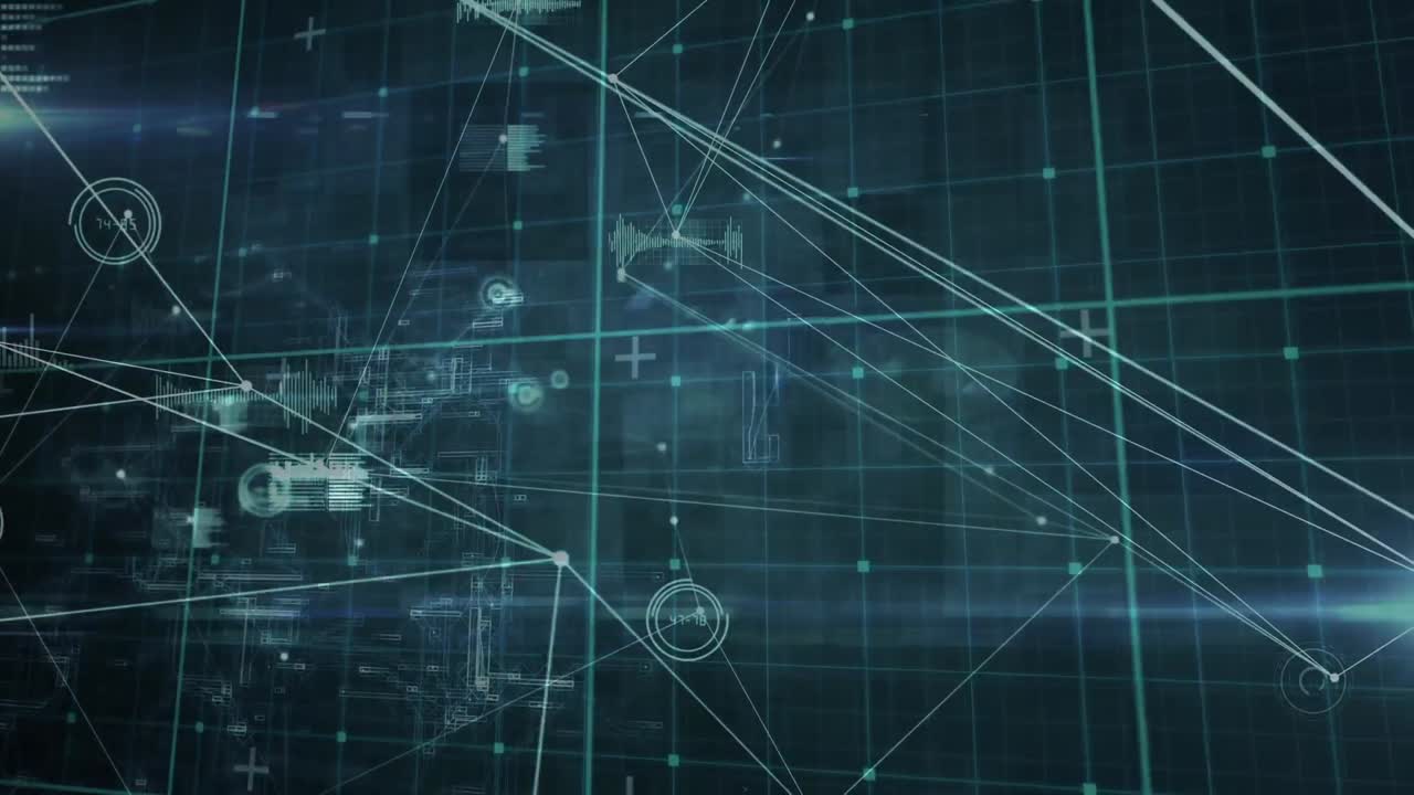 Animation of network of connections and diverse data in digital space