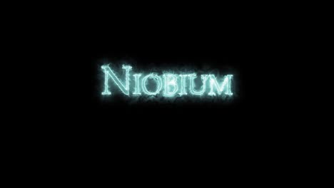 Niobium, chemical element, written with fire. Loop
