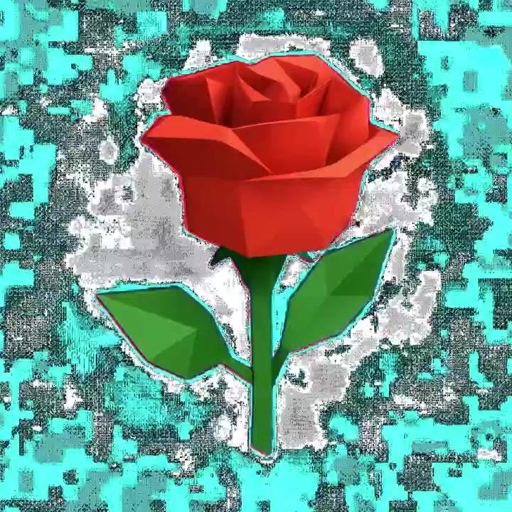 Rotating Low Poly Red Rose on a Textured Background