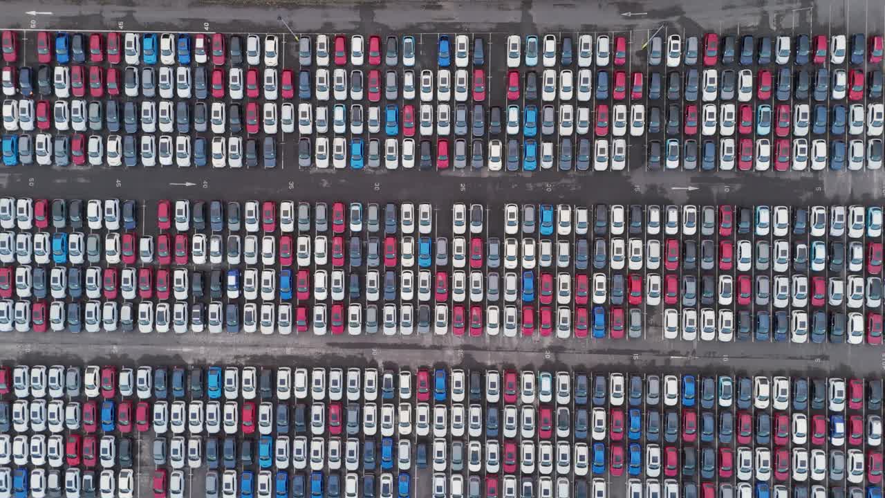 Aerial View of a Massive Car Parking Lot