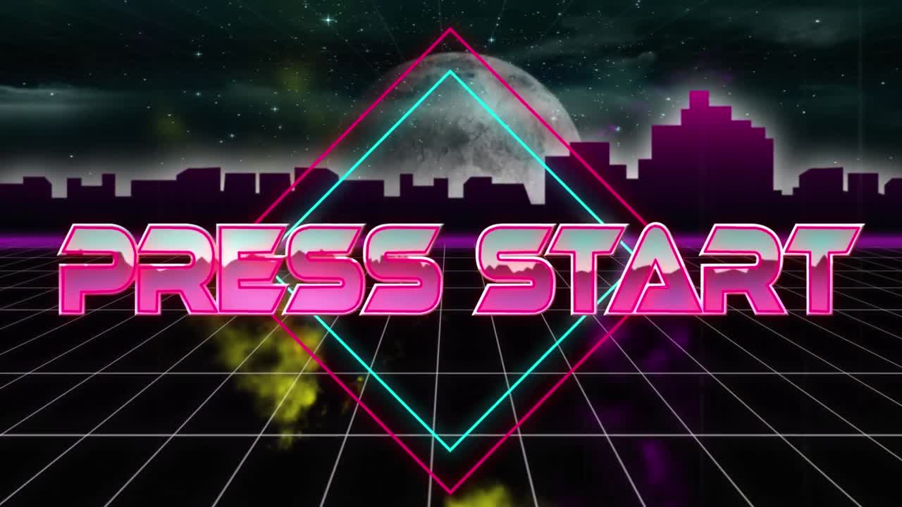 도시와 함께 디지털 추상 공간에서 언론 시작의 애니메이션