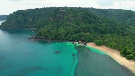 circular view revealing the banana beach at ilha do principe,são tome,africa