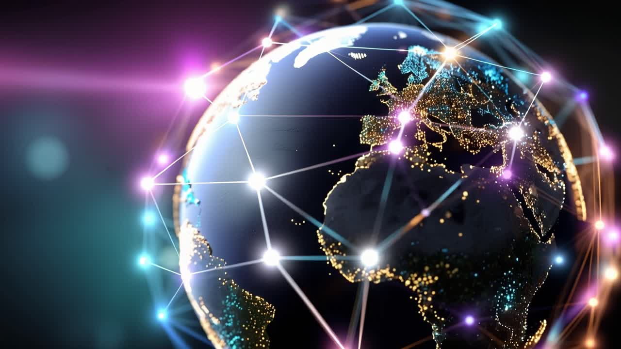 Digital Earth Globe with Global Network Connections