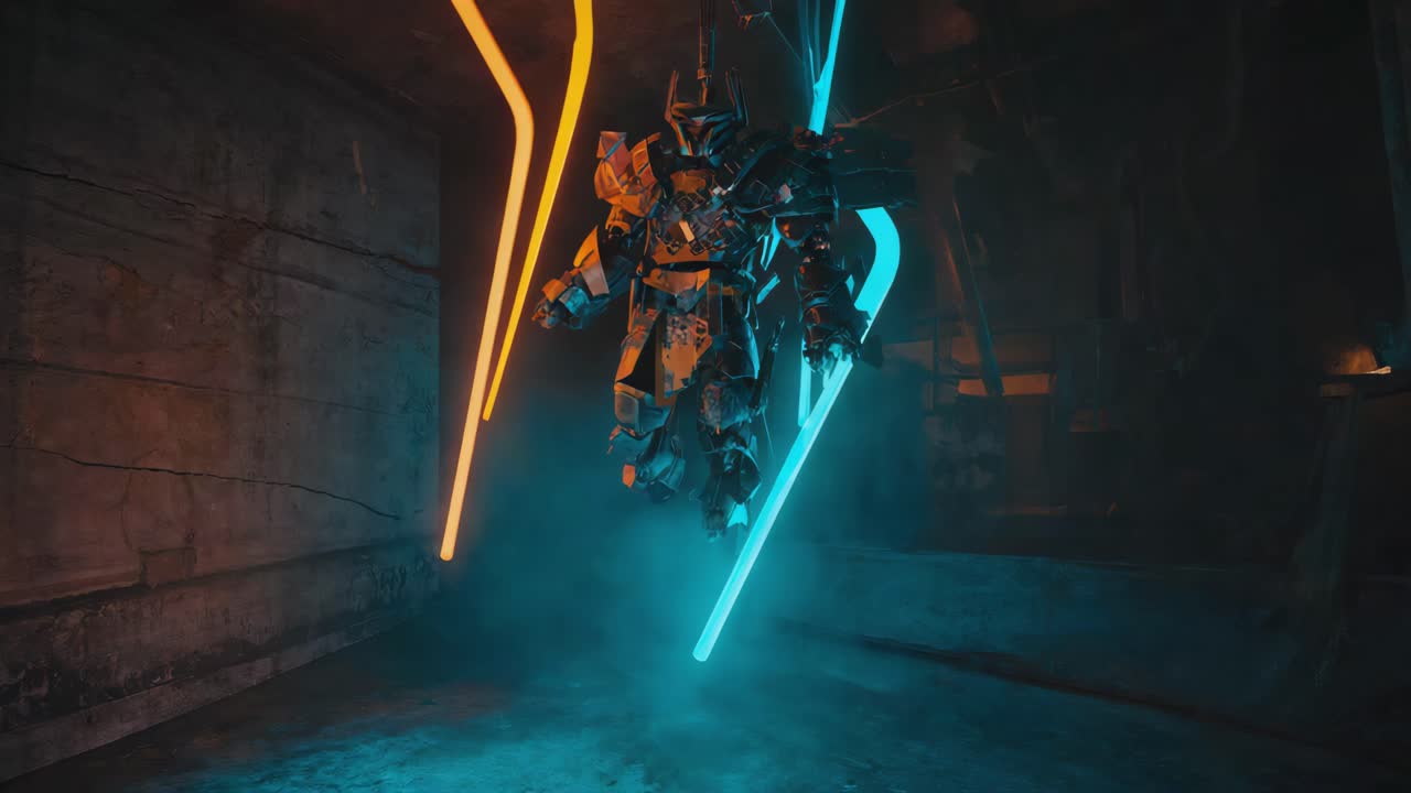 Futuristic Robot with Neon Lights