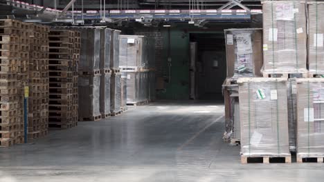 warehouse interior with pallets and products