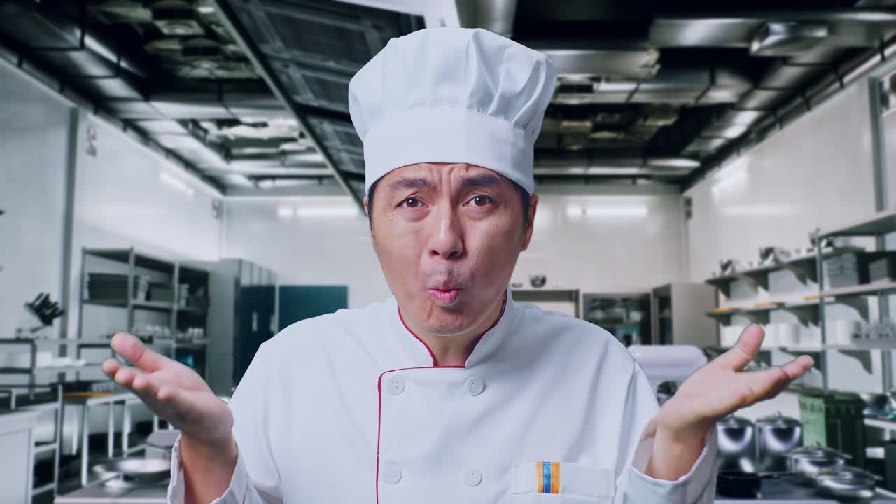 요리사는 부에서 혼란스러워 보입니다.
