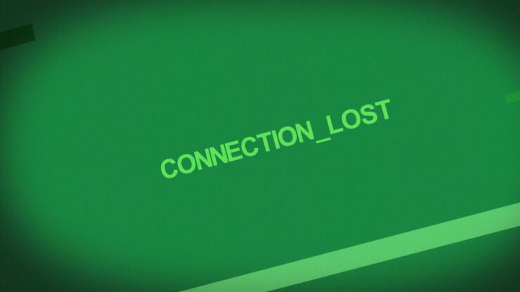 Neon bar entering TL sweeping, crossing CONNECTION_LOST, flickering, showing offline on transparent