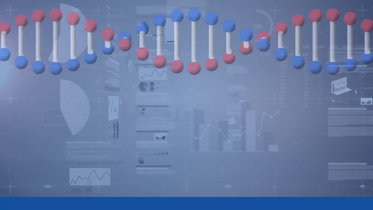 Animation of dna strand spinning over medical data processing