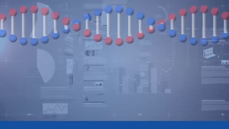 Animación-De-Una-Cadena-De-ADN-Girando-Sobre-El-Procesamiento-De-Datos-Médicos.