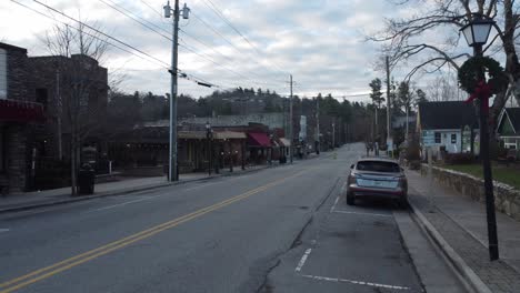 downtown blowing rock aerial into the street during christmas season blowing rock north carolina