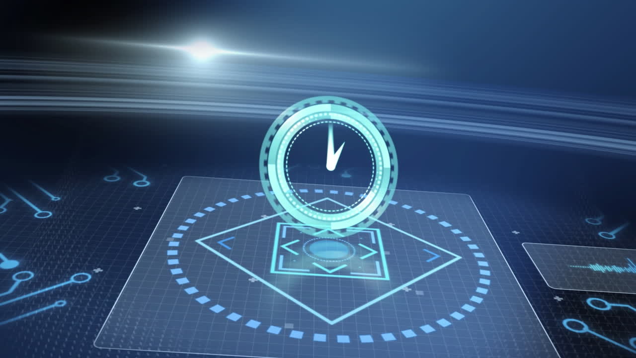 시계, 데이터 프로세싱 및 컴퓨터 회로 보드의 애니메이션