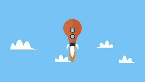 creative process animation with bulb launcher