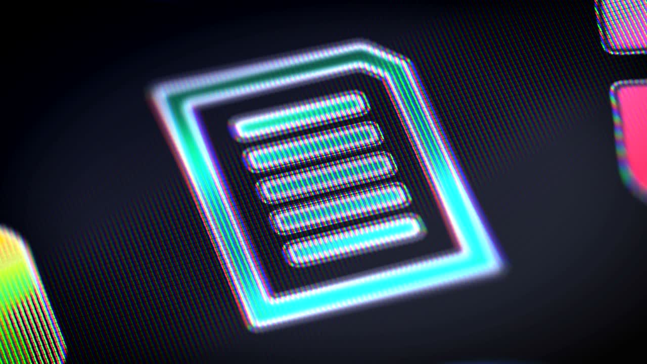 icono de texto en la pantalla. bucle.