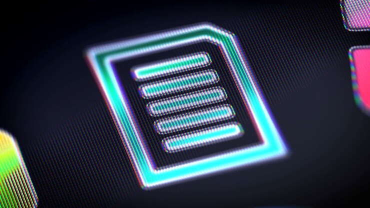 Text icon on the screen. Looping.