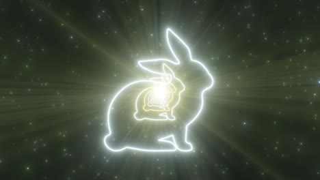 el conejo con forma de conejo resumen de la temporada de vacaciones de pascua luces de neón túnel - 4k sin costuras vj bucle de movimiento animación de fondo