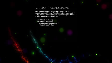 animation of data processing over spots and shapes on black background
