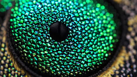 macro close-up of an insect's vibrant green compound eye