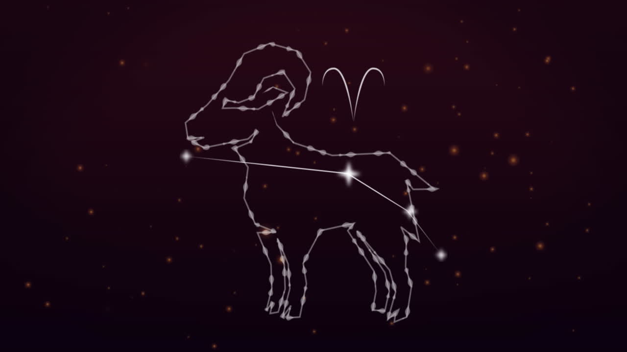 animación del signo de la estrella de aries en fondo negro