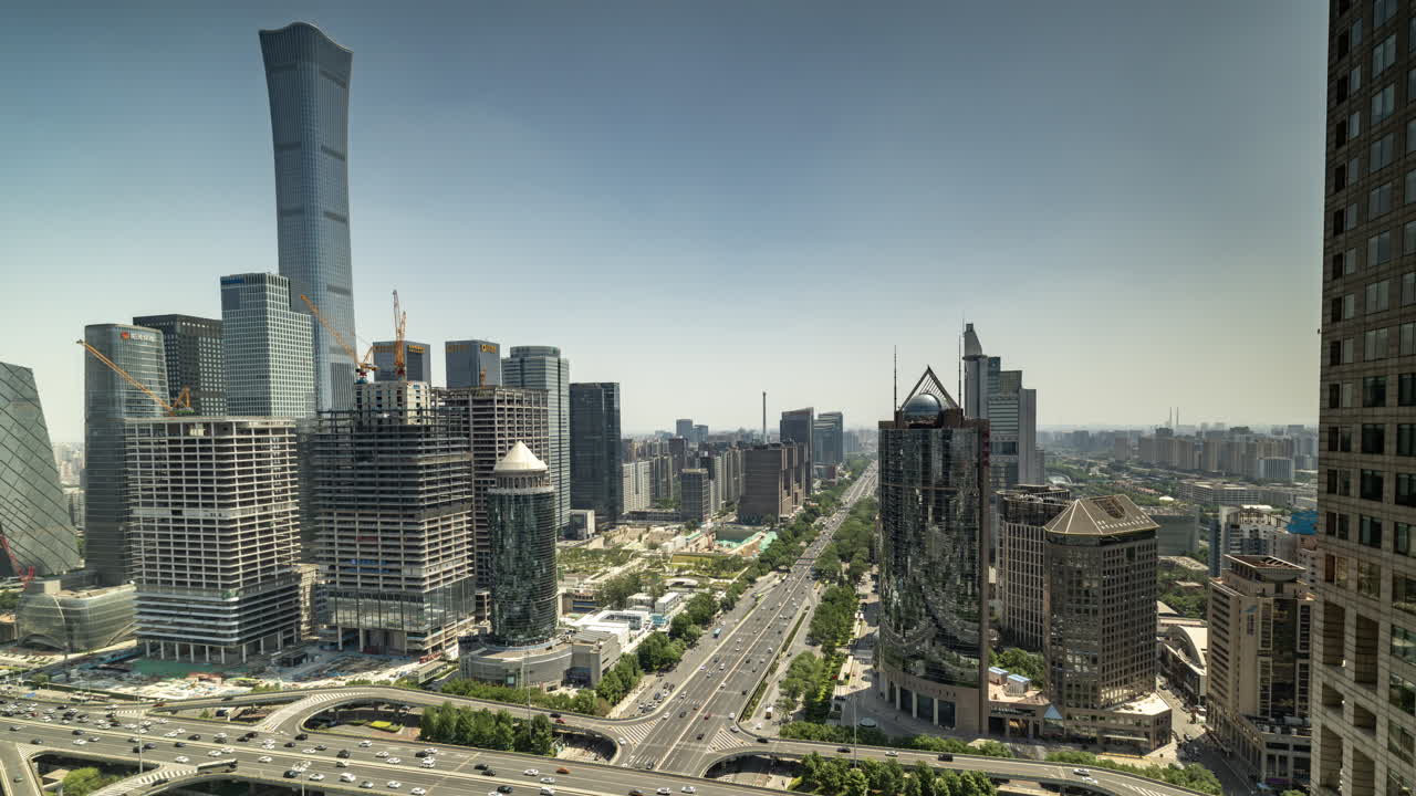 Timelapse of the Beijing city skyline from a high vantage point