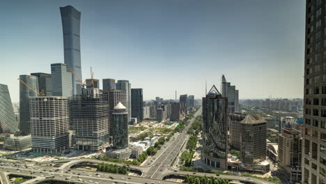 timelapse of the beijing city skyline from a high vantage point