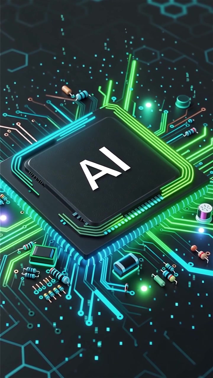 Futuristic AI Chip Motherboard Technology Background