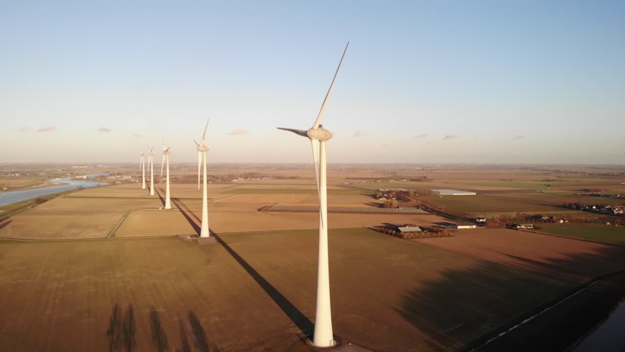 Aerial view: Wind turbine, green energy concept