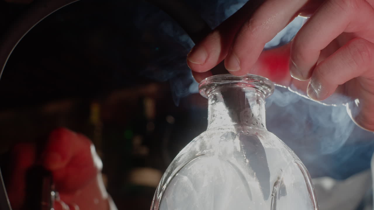 Chemical Experiment with Glass Bottle