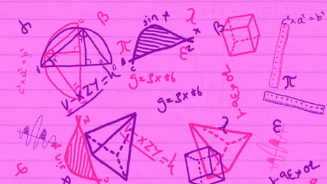 ecuaciones matemáticas sobre un fondo púrpura.