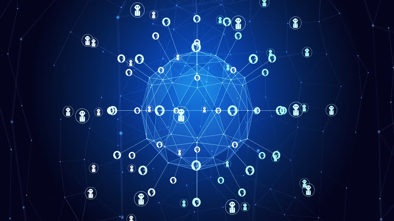 animación de todo el procesamiento de datos en todo el mundo con conexiones con iconos