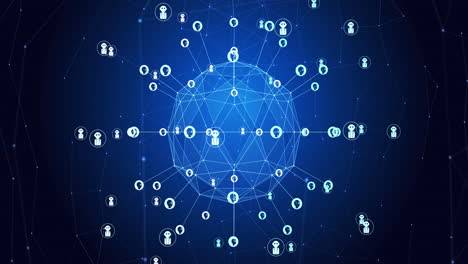 animación de todo el procesamiento de datos en todo el mundo con conexiones con iconos