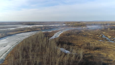 springtime aerial landscape in siberia