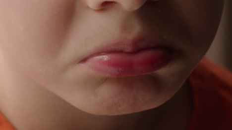 primer plano de los labios y la boca de un niño pequeño