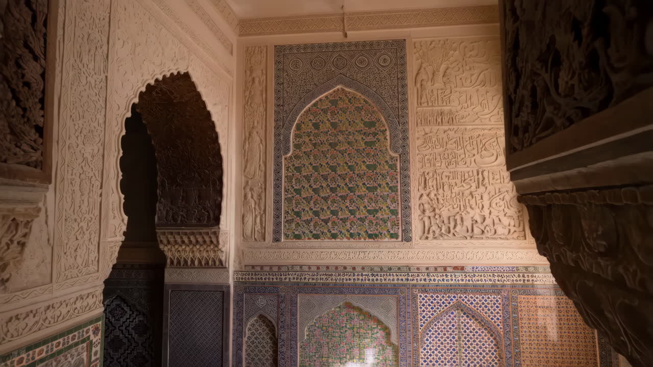 Ornate Interior of an Ancient Islamic Architectural Structure