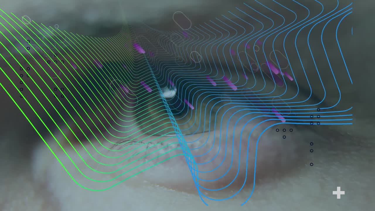 animación de formas en movimiento sobre el ojo del hombre caucásico